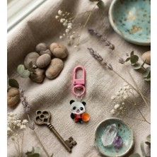 Winy Concept Kawaii Basketbolcu Panda Figürlü Anahtarlık - Pembe Klipsli Çanta Aksesuarı