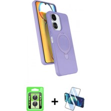 İlk El Grup Ieg™ Redmi 13C Iz Işık Koleksiyonu - Siyah 3D Antistatik Cam Ekran Koruyucu + Gümüş Raze Metal Kamera Lens