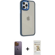 İlk El Grup Ieg™ iPhone 12 Pro Max Kılıf Eksen Doku Prime - Siyah Mat Seramik Nano Ekran Koruyucu + Sarı Neon Fosforlu Kamera Lens