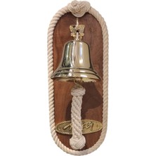 Authentic Ağaç Panolu Pirinç Çan Gemici Duvar Çanı 40CM
