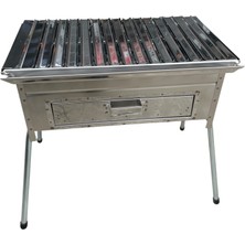 Topsöken Paslanmaz Kömürlü Mangal 28 x 50 cm Çekmeceli Portatif Ayaklı