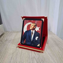 Ck Store Kırmızı Kadife Kutu Plaket Atatürk Temalı 16X20