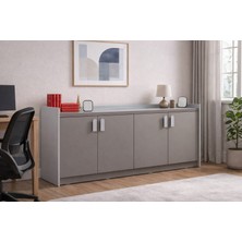 Alpino Mobilya Alpino Etna Ofis Dolabı (Kül Gri Nat) - 184 x 45 x 82