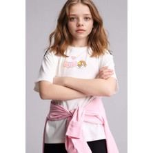 DeFacto %100 Pamuk Looney Tunes Oversize Tişört Kız Çocuk H1465A826SM