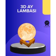 Antalya Mermerit ve Granit 16 Renkli 3D Baskılı Ay Lambası Ahşap Standlı