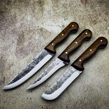 Ekinler El Aletleri EEA415 El Yapımı 3lü Bıçak Seti Yerli Üretim Dövme Çelik Premium Set Kurban Bıçak Seti