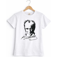 Selvira Atatürk Baskılı & Türk Bayrağı Desenli Çocuk Tişört – %100 Pamuk, Unisex Kız & Erkek