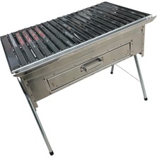 Topsöken Paslanmaz Kömürlü Mangal Inox 35 x 60 cm Çekmeceli Portatif