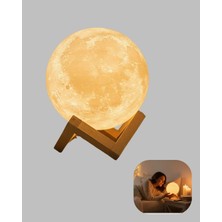 Antalya Mermerit ve Granit Şarjlı 3D Baskılı 16 Renk Ay Lambası Stand