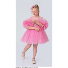 Diamondstar Kız Çocuk Ponponlu Parti Kıyafeti Doğum Günü ve Gösteri Kostümü Elbisesi