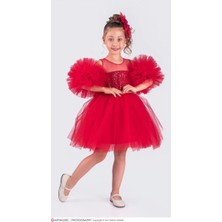 Diamondstar Kız Çocuk Ponponlu Parti Kıyafeti Doğum Günü ve Gösteri Kostümü Elbisesi