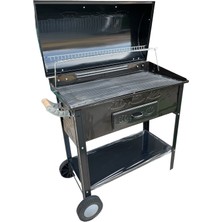 Topsöken Acn Kömürlü Mangal Lüx Kapaklı 35 x 70 cm Tekerlekli Barbekü