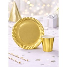 Parti Adresi Karton Tabak Bardak Set Altın 8'li