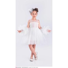 Diamondstar Kız Çocuk Ponponlu Parti Kıyafeti Doğum Günü ve Gösteri Kostümü Elbisesi