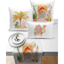 Bertille Home Ramazan Bohem  Serisi 3'lü Kırlent + 1 Runner Set Dijital Baskılı (Ramadan Set)