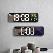 Valkyrie Lacivert LED Duvar ve Masa Alarm Saati Nem Ölçer Dijital Büyük Ekranlı