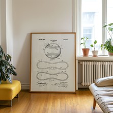 Beyzbol Topu Patent Çizimi Çerçeveli Poster Spor Duvar Tablosu