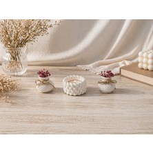 Ceku Home Tasarım Iki Minimalist Vazo ve Bir Örme Mumluk Set