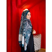 Minel Eşarp 34 Minelesarp Retro Desen Soft Şal Lacivert Renk