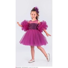 Diamondstar Kız Çocuk Ponponlu Parti Kıyafeti Doğum Günü ve Gösteri Kostümü Elbisesi