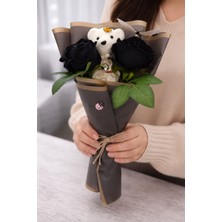 Ceku Home Tasarım Siyah Güllü Ayıcık Buketi Sevgiliye Hediye, Hediyelik,kız Çocuğa Minimal Çiçek