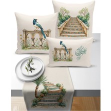 Bertille Home Ramazan Bohem  Serisi 3'lü Kırlent + 1 Runner Set Dijital Baskılı (Ramadan Set)