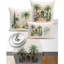 Bertille Home Ramazan Bohem  Serisi 3'lü Kırlent + 1 Runner Set Dijital Baskılı (Ramadan Set)