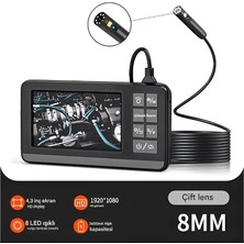 Kingboss Yılan Kamera Endüstriyel LED Ekranlı Kontrollü Su Geçirmez Esnetilebilir Sert Kablo 5 Metre