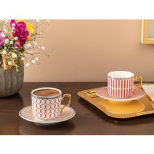 English Home Rabecca New Bone China Kahve Fincan Takımı 4 Parça 2 Kişilik Kırmızı