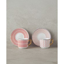 English Home Rabecca New Bone China Kahve Fincan Takımı 4 Parça 2 Kişilik Kırmızı