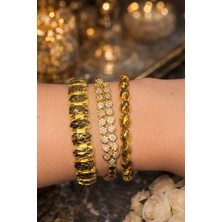 XP 24 Ayar Altın Renginde 3'lü Künye, Bileklik Seti