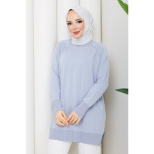 Pamuk Butik Kadın Yandan Fermuarlı Rayon Merserize Triko Tunik -PMK543