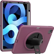 Antalya Mermerit ve Granit Newface iPad 2022 10.9 (10.nesil) Kılıf Hand Strap Tablet Kılıfı - Mürdüm