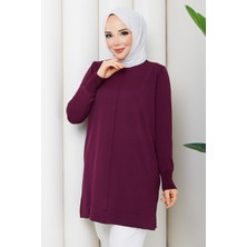 Pamuk Butik Kadın Ortası Dikişli Rayon Merserize Triko Tunik -PMK546