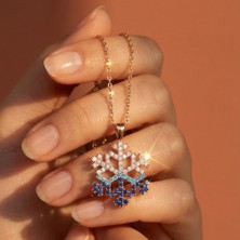 Valmont Accessories Kadın Kar Tanesi 42+2 cm Kolye Taşlı Rose Gold Şık Tasarım