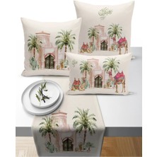 Bertille Home Ramazan Bohem  Serisi 3'lü Kırlent + 1 Runner Set Dijital Baskılı (Ramadan Set)