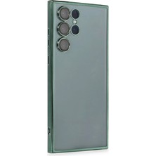 Antalya Mermerit ve Granit Newface Samsung Galaxy S22 Ultra Kılıf Razer Lensli Silikon - Yeşil