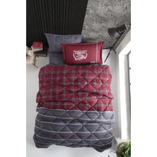 Clasy Campus V1 Tek Kişilik Uyku Seti %100 Pamuk Bordo Desenli 155 x 215 cm Ebatlarla Rahat Uyku