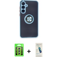 İlk El Grup Ieg™ Galaxy A25 5g Kılıf Yörünge Çizgi - Şeffaf Pasifik Cam Ekran Koruyucu + Gümüş Raze Metal Kamera Lens