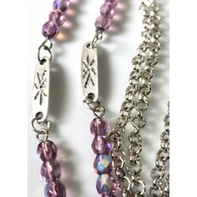 Thinblack Ametist Kristal Taşlı Gözlük Zinciri – Gümüş Kaplama Aralar – Thınblack®