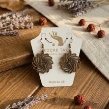 Koçak Takı Ahşap Küpe Modern Özgün Minimalist Takı Model No 281