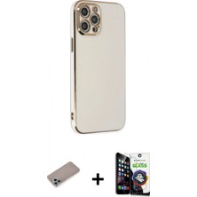 İlk El Grup Ieg™ iPhone 12 Pro Max Yankı Serisi - Şeffaf Temperli Cam Ekran Koruyucu + Sierra Blue Shine Kamera Lens Koruma Cam