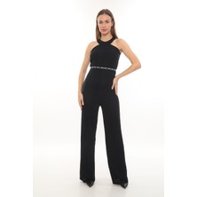 Hanife Glam Couture Hanife Glam Simli Kemerli Halter Yaka Tulum