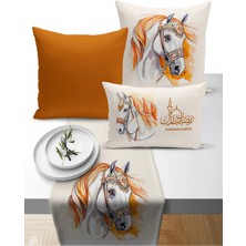 Bertille Home Ramazan Bohem  Serisi 3'lü Kırlent + 1 Runner Set Dijital Baskılı (Ramadan Set)