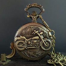 Pileli Store Motor Tasarımlı Köstekli Antika Saat