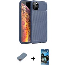 İlk El Grup Ieg™ iPhone 11 Pro Eksen Form Prime - Siyah 34D Izgaralı Cam + Pembe Shine Kamera Lens Koruma Cam