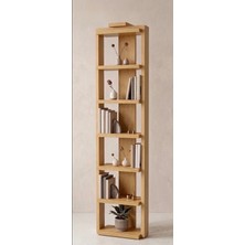 Liora Commerce Ahşap 6 Bölmeli Modern Kitaplık - El Yapımı Masif Ahşap