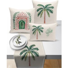 Bertille Home Ramazan Bohem  Serisi 3'lü Kırlent + 1 Runner Set Dijital Baskılı (Ramadan Set)