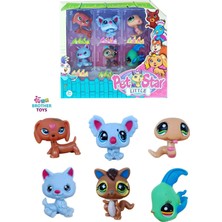 Brother Toys 6'lı Neşeli Miniş Petstar Littlest Pet Shop Benzeri Minişler Balık Köpek Yılan Koala Rakun Tilki