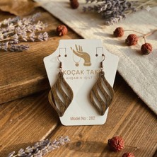 Koçak Takı Ahşap Küpe Modern Özgün Minimalist Takı Model No 282